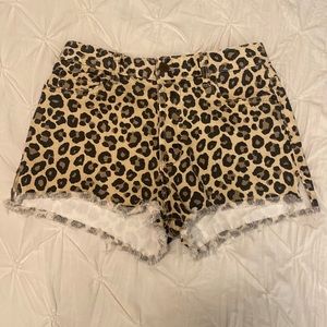 Amuse Society Leopard Print Denim Shorts